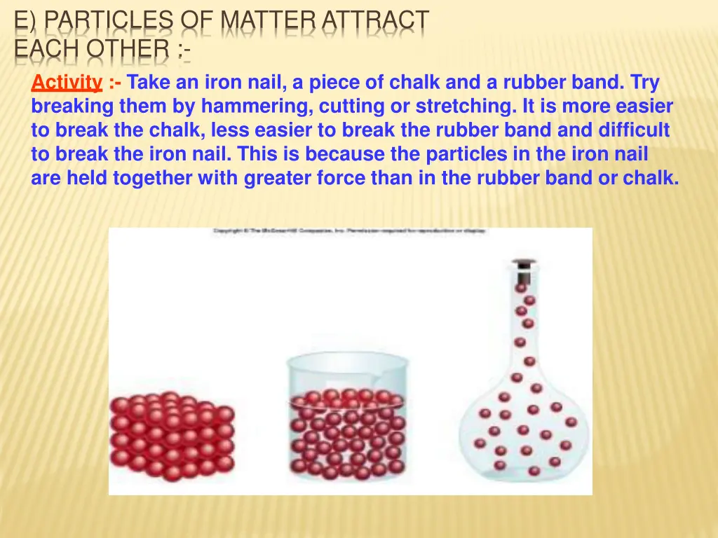 e particles of matter attract each other activity