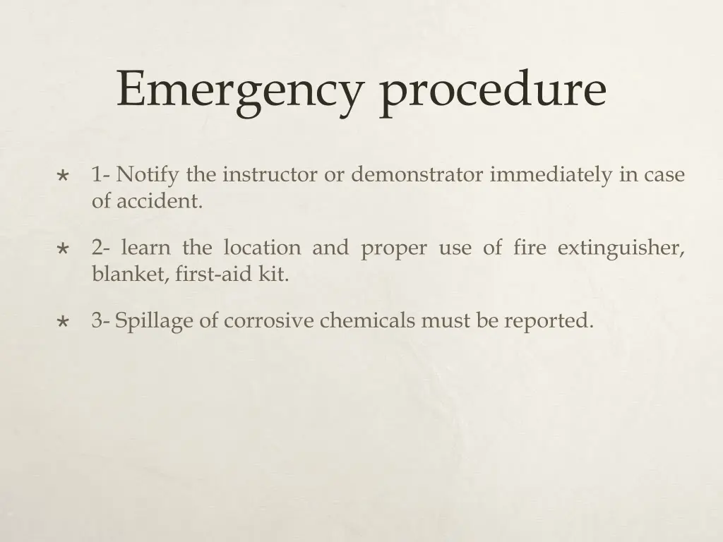 emergency procedure