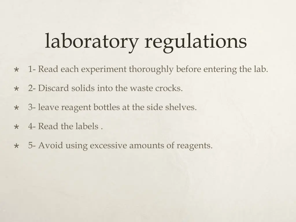 laboratory regulations