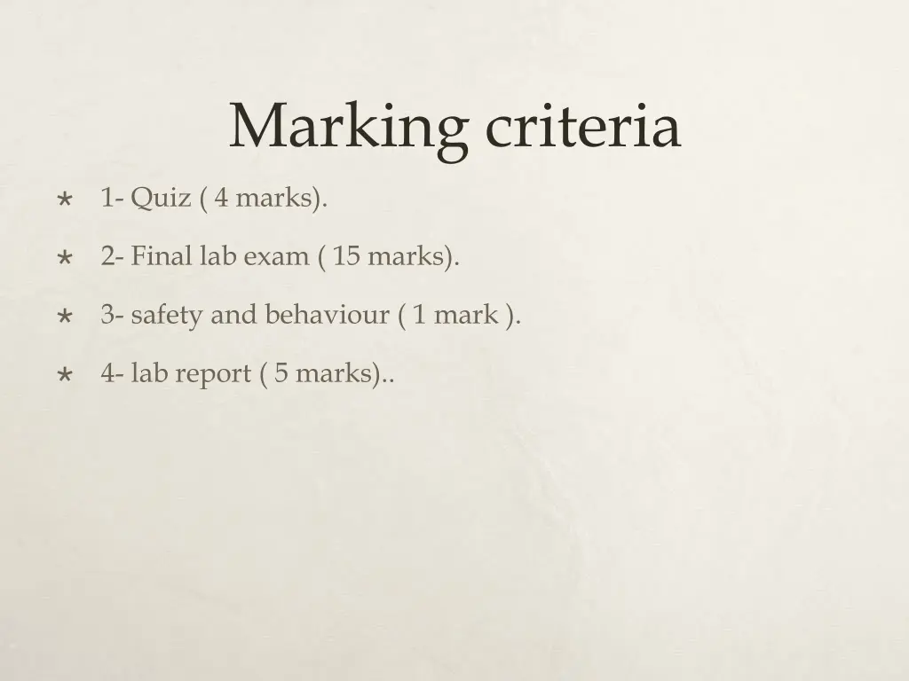 marking criteria