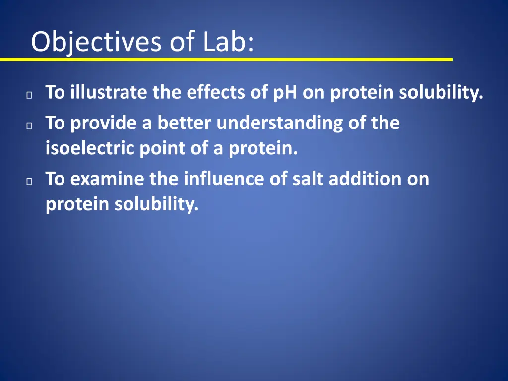 objectives of lab