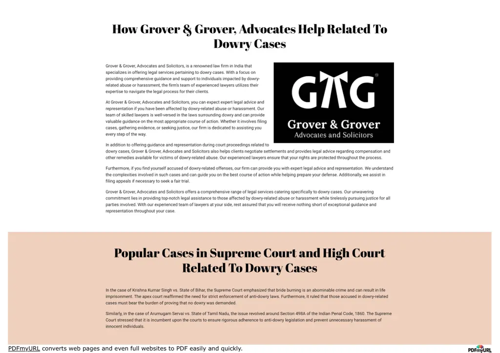 how grover grover advocates help related to dowry