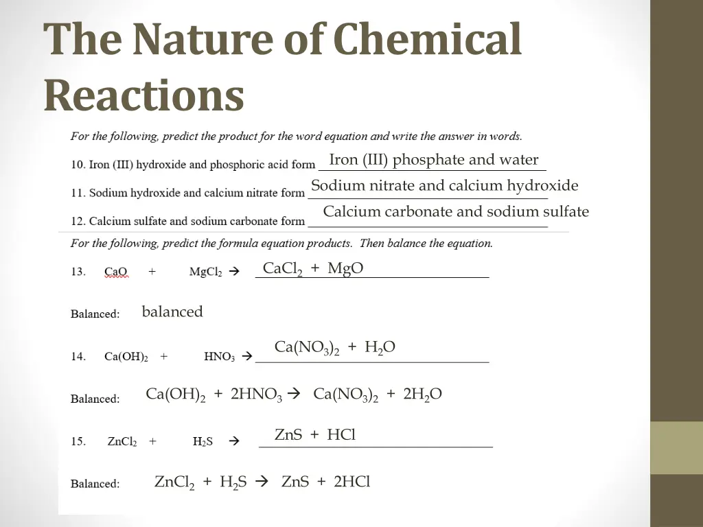 the nature of chemical reactions 1