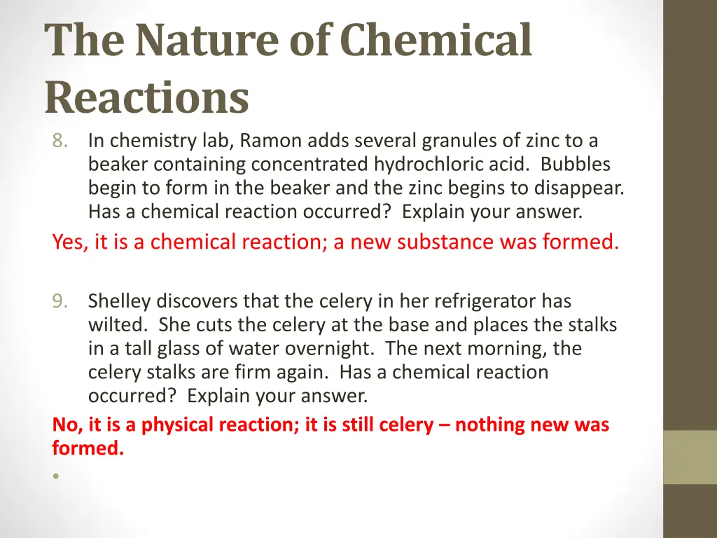 the nature of chemical reactions 8 in chemistry