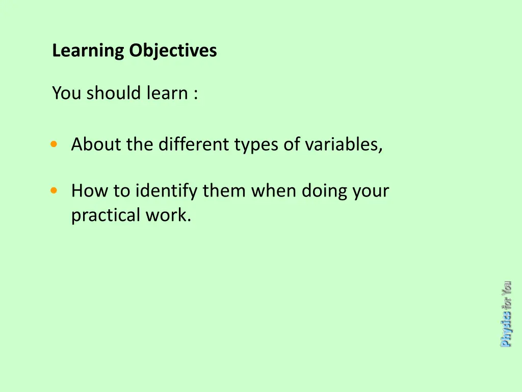 learning objectives