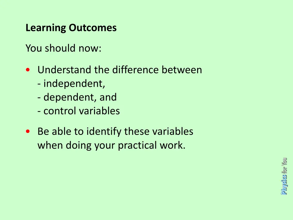 learning outcomes