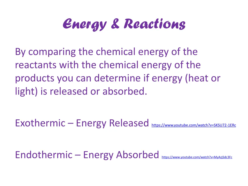 energy reactions 1