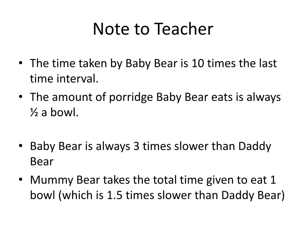 note to teacher