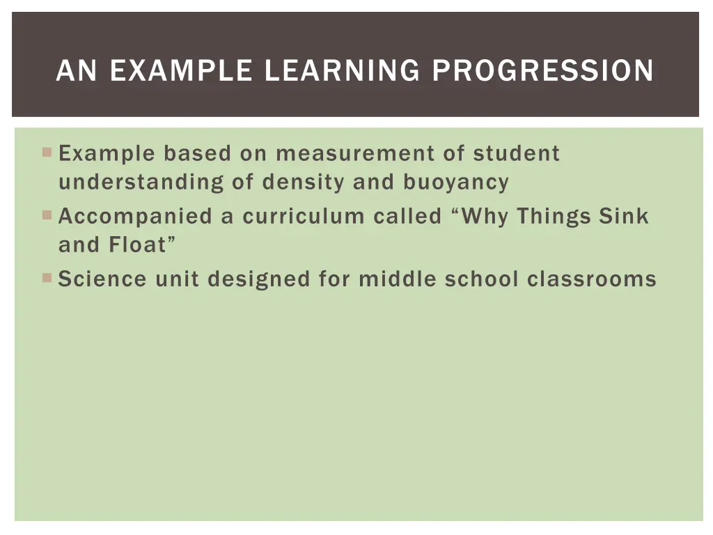 an example learning progression