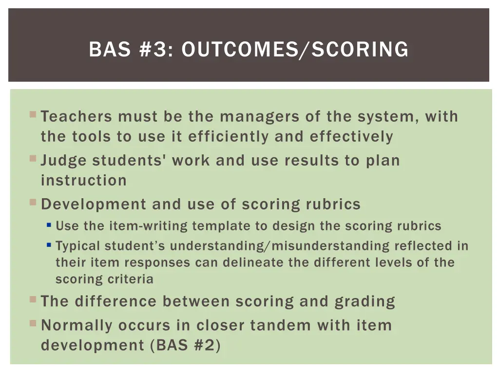 bas 3 outcomes scoring