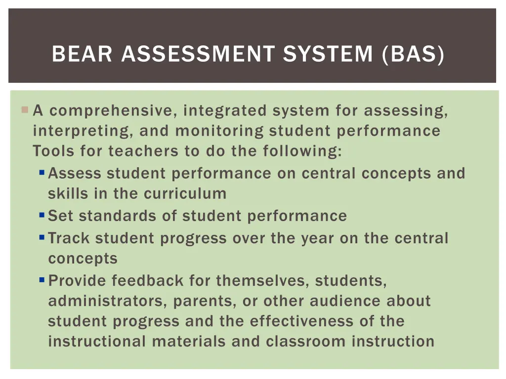 bear assessment system bas