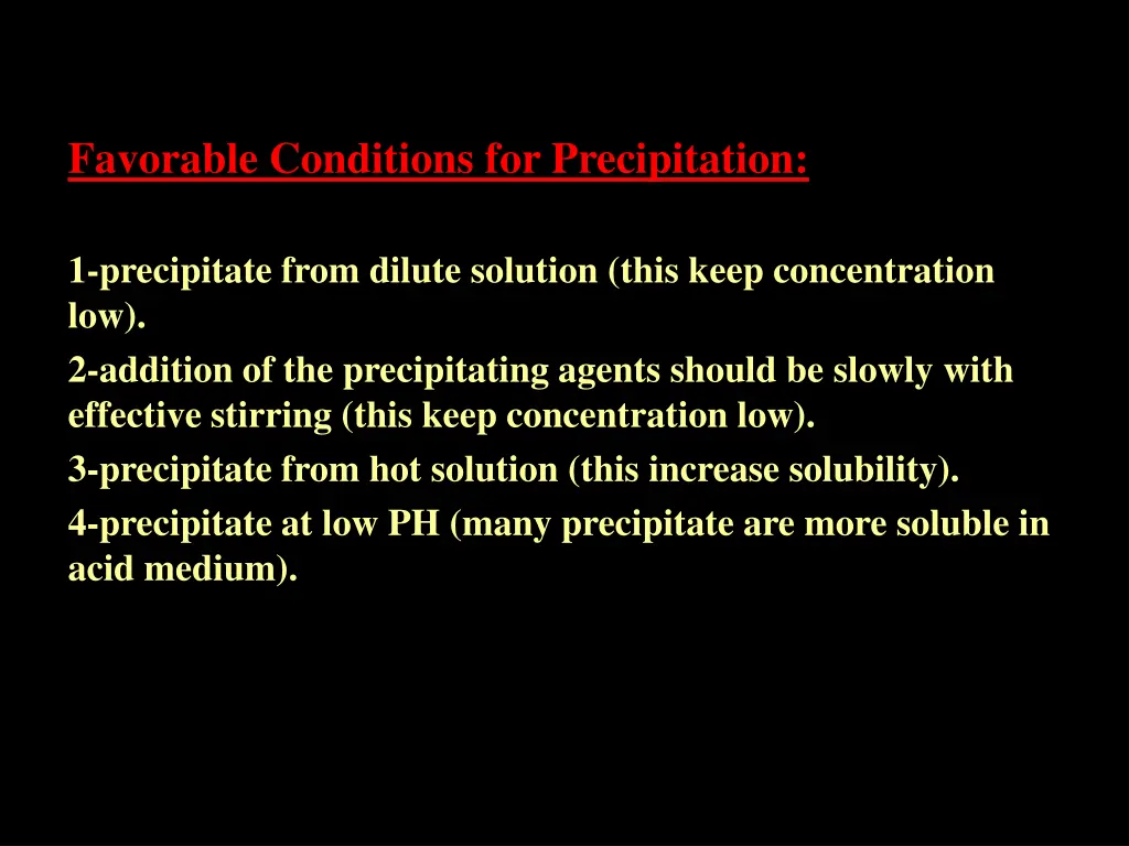 favorable conditions for precipitation