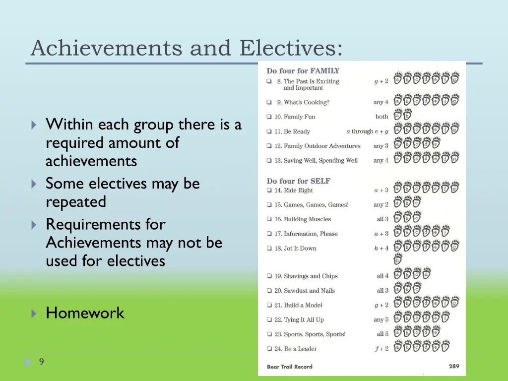 achievements and electives 1