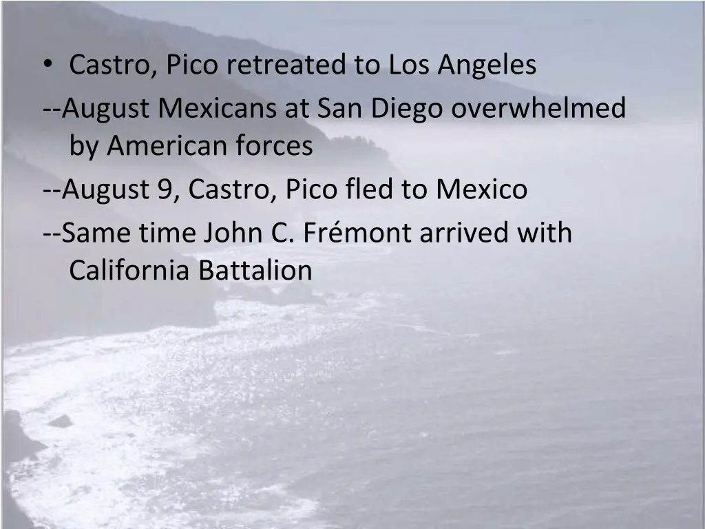 castro pico retreated to los angeles august