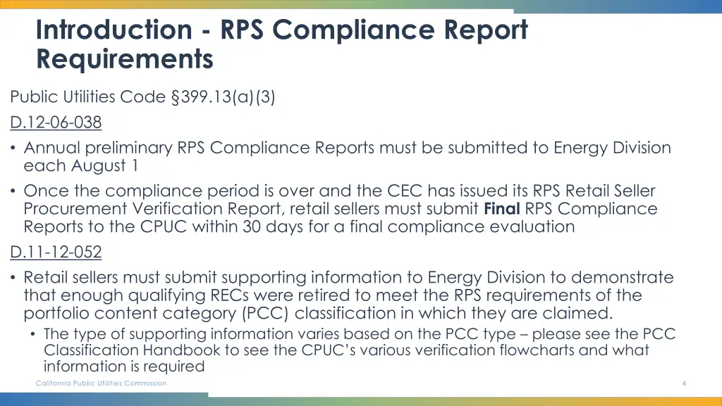 introduction rps compliance report requirements