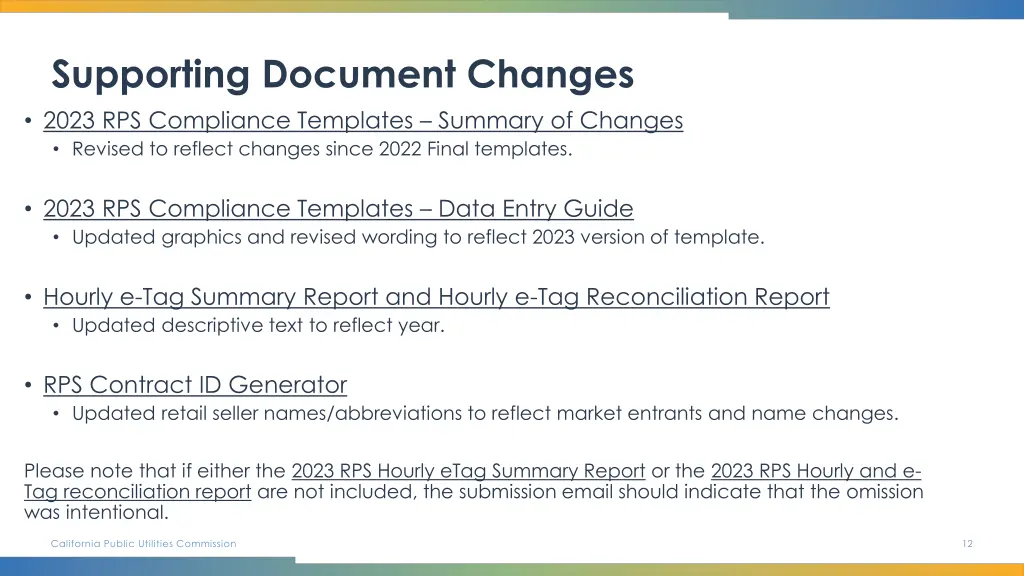 supporting document changes 2023 rps compliance