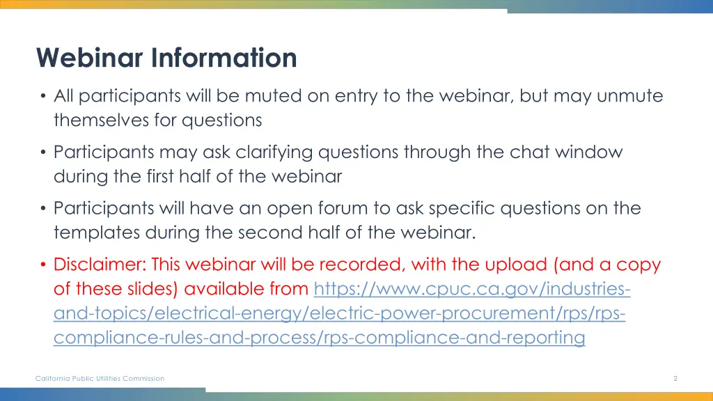 webinar information