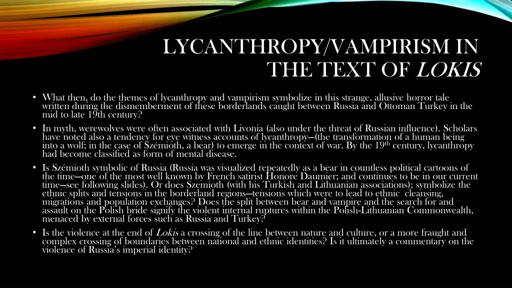 lycanthropy vampirism in the text of lokis