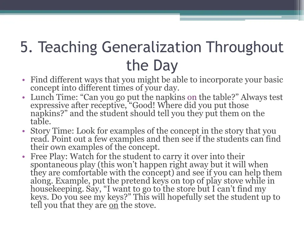 5 teaching generalization throughout the day find