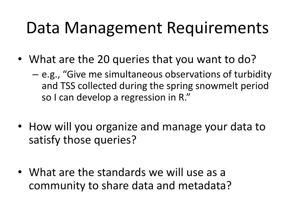 data management requirements