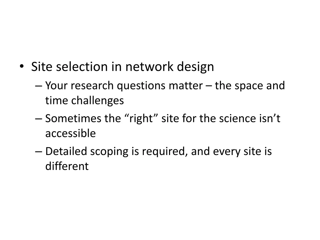 site selection in network design your research