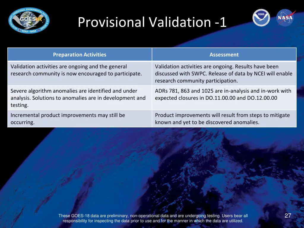 provisional validation 1