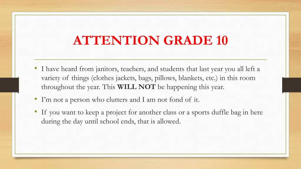 attention grade 10