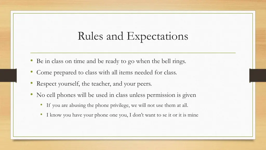 rules and expectations