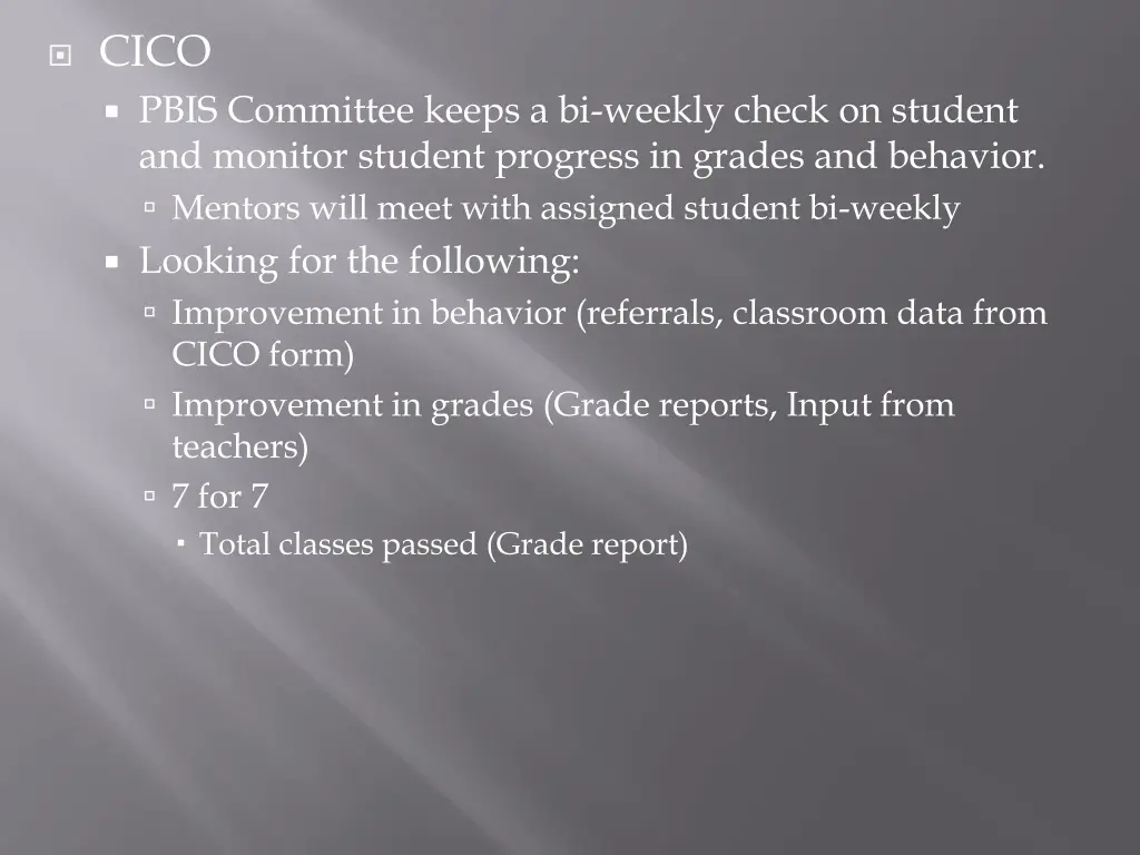 cico pbis committee keeps a bi weekly check