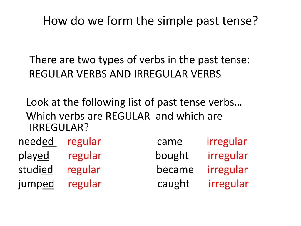 how do we form the simple past tense