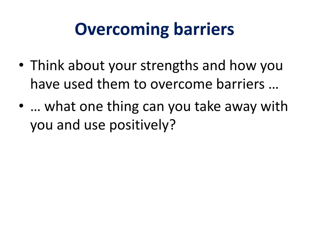 overcoming barriers 1