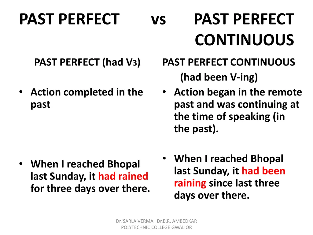 past perfect vs past perfect