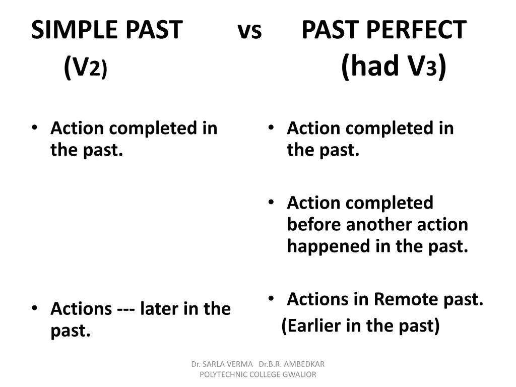 simple past v 2