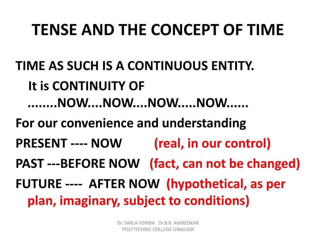 tense and the concept of time