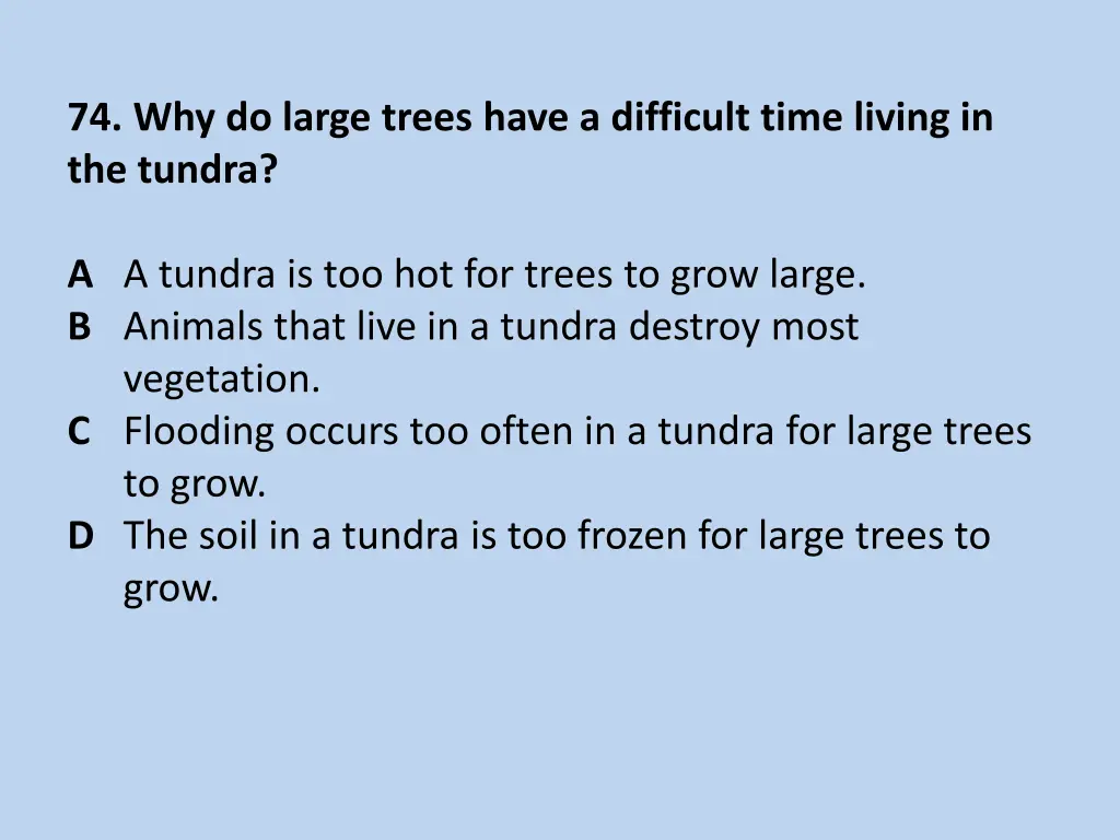 74 why do large trees have a difficult time