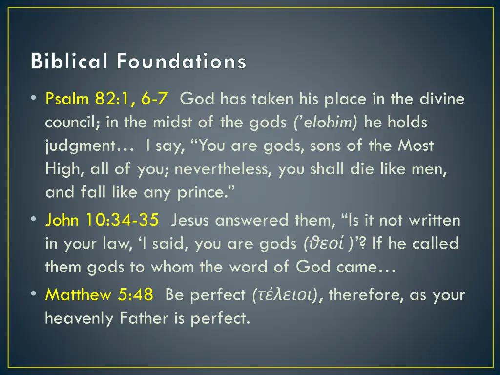 biblical foundations