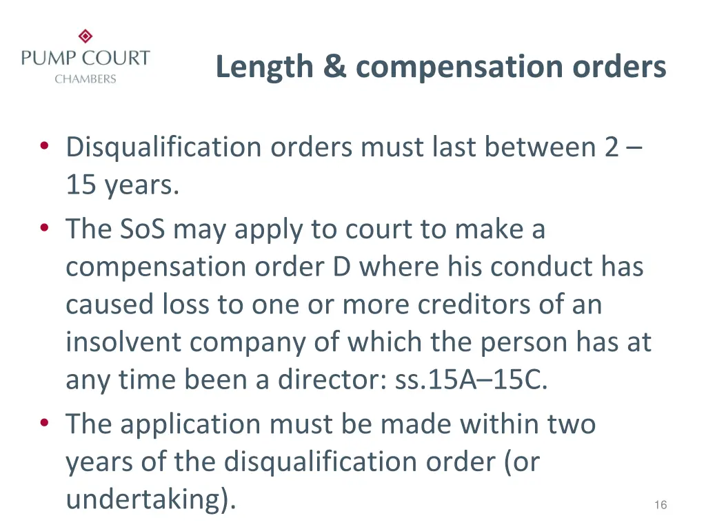 length compensation orders