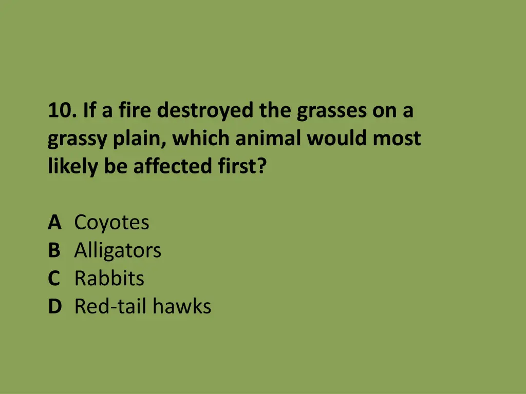 10 if a fire destroyed the grasses on a grassy