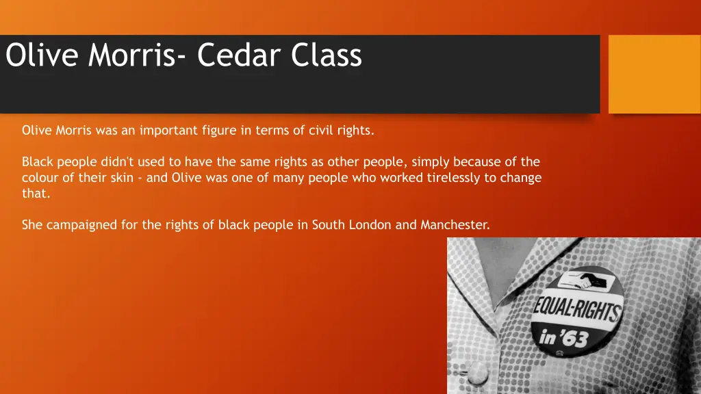 olive morris cedar class