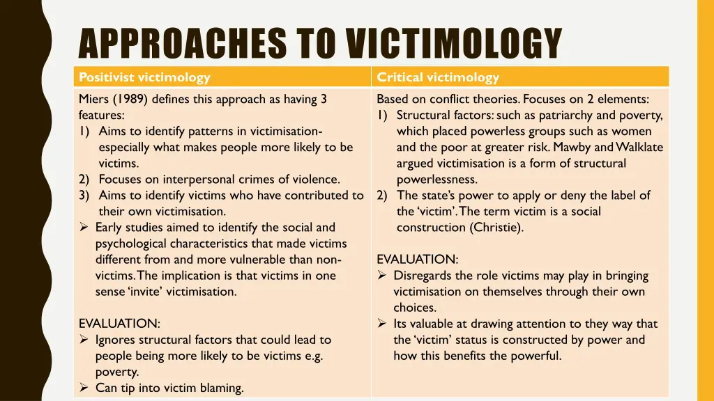 approaches to victimology positivist victimology