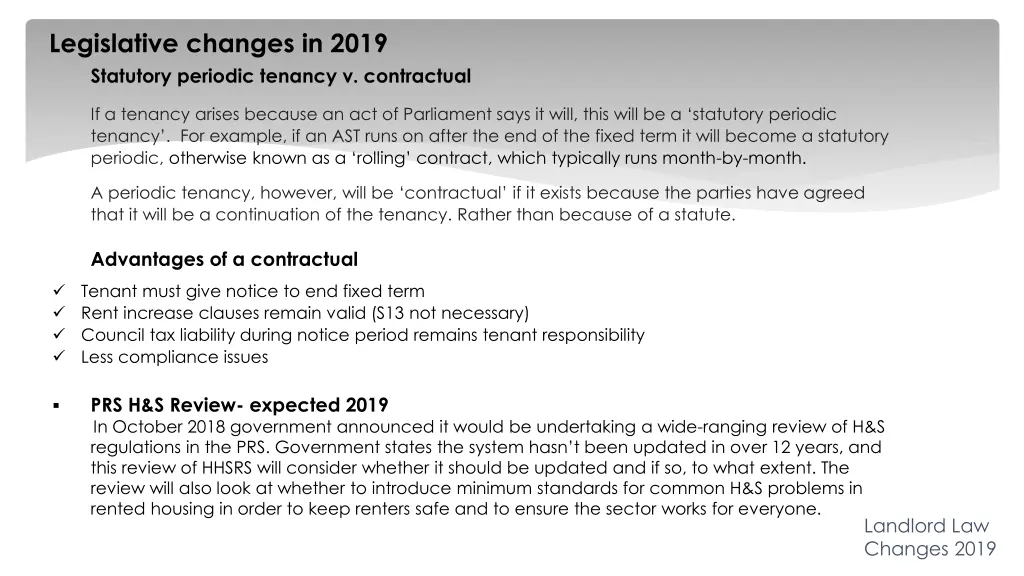 legislative changes in 2019 statutory periodic