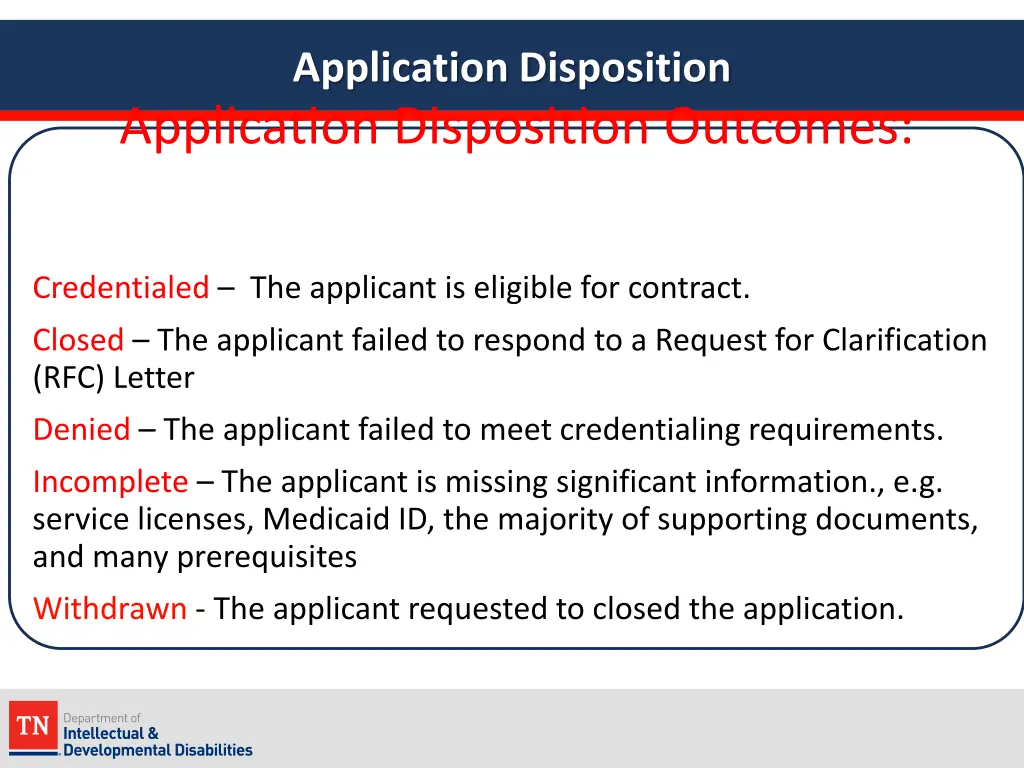 application disposition application disposition