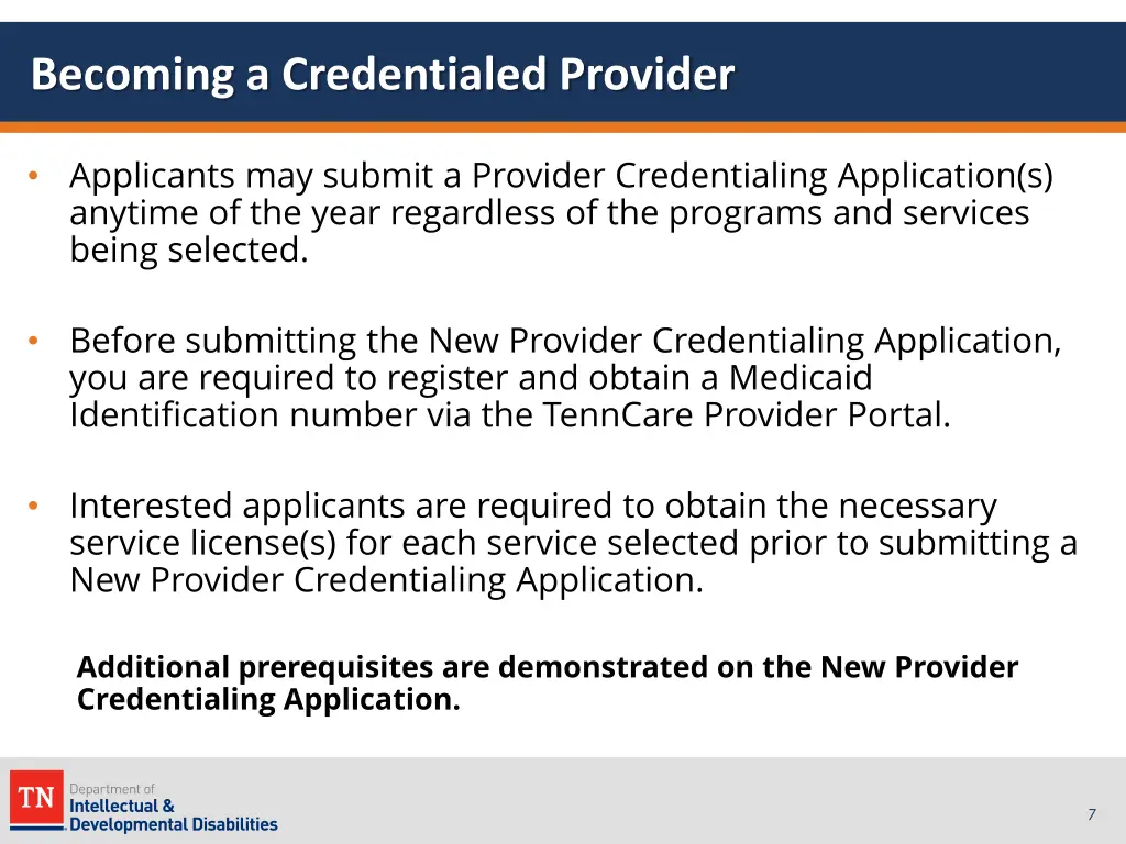 becoming a credentialed provider