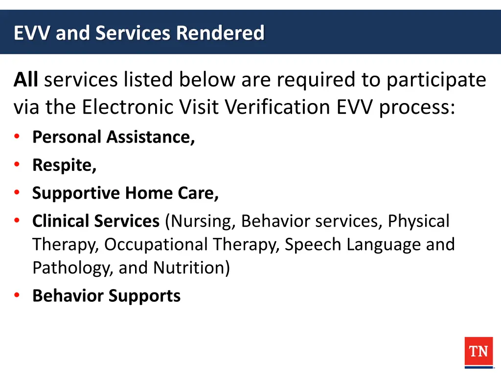 evv and services rendered