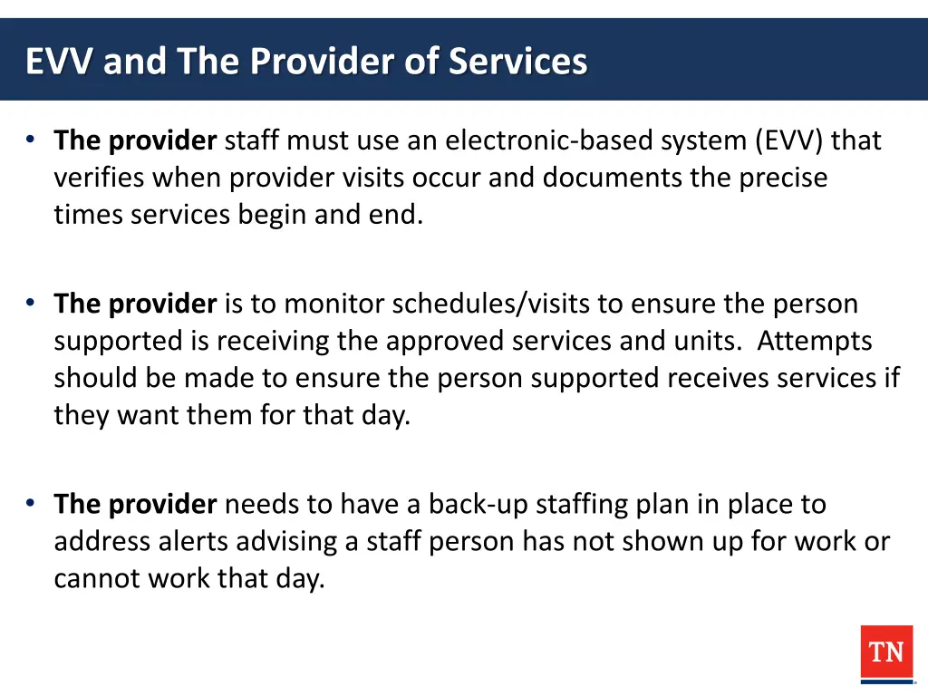 evv and the provider of services