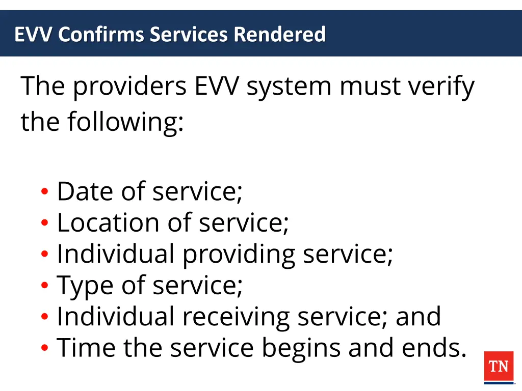 evv confirms services rendered