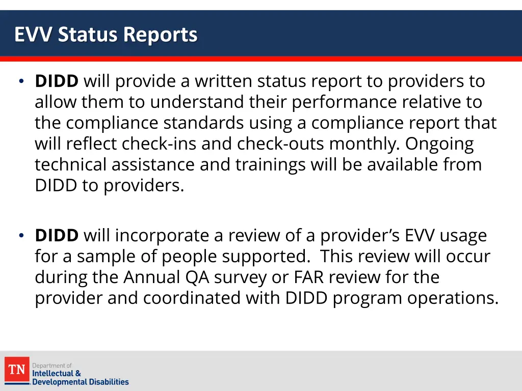 evv status reports