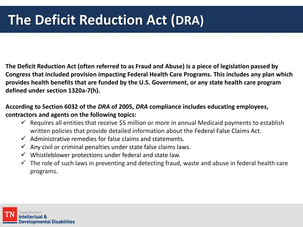 the deficit reduction act dra