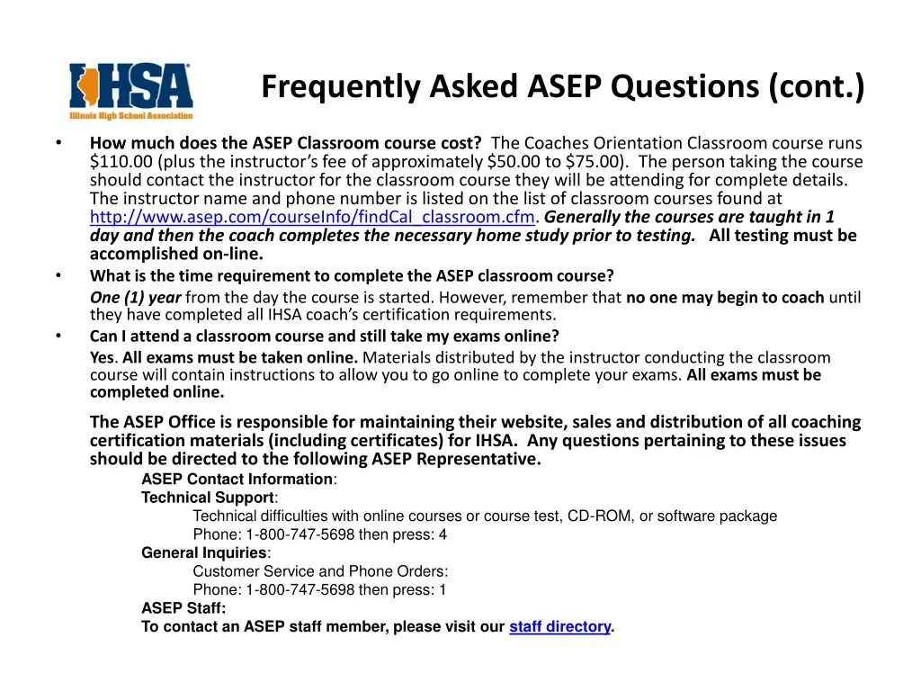 frequently asked asep questions cont