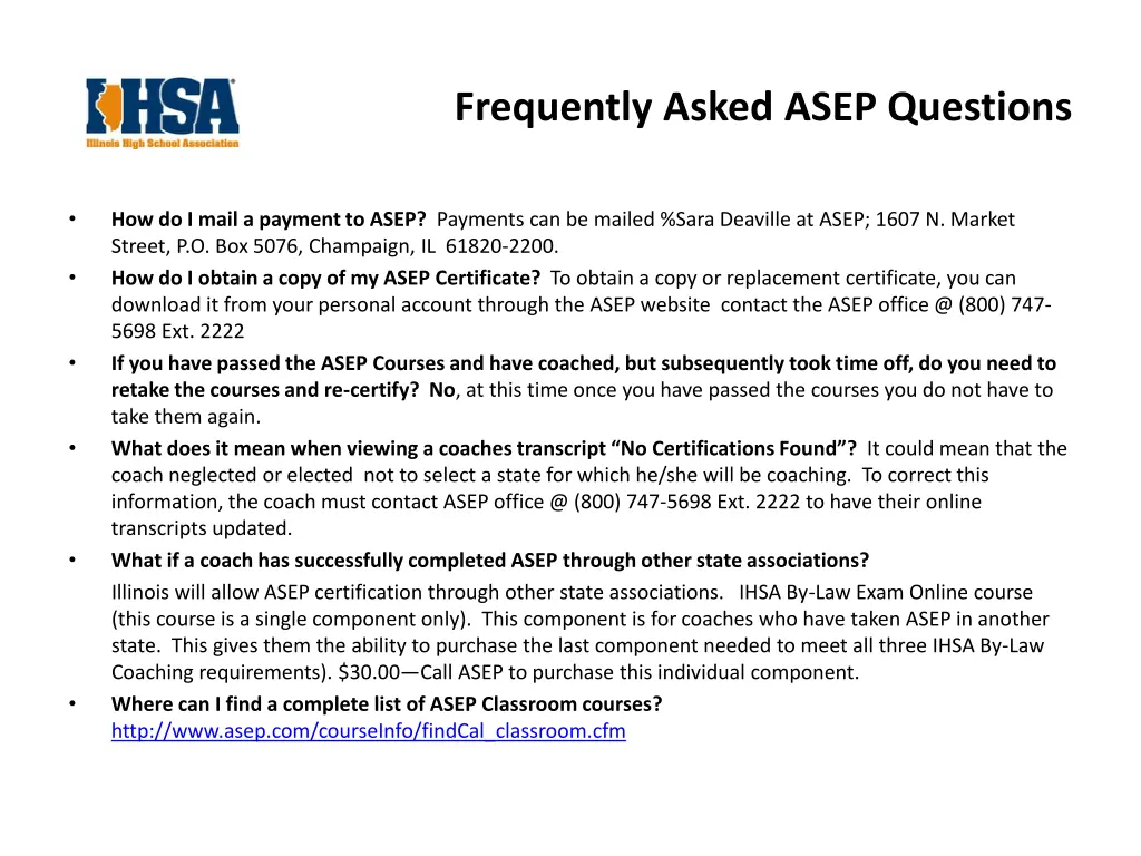 frequently asked asep questions